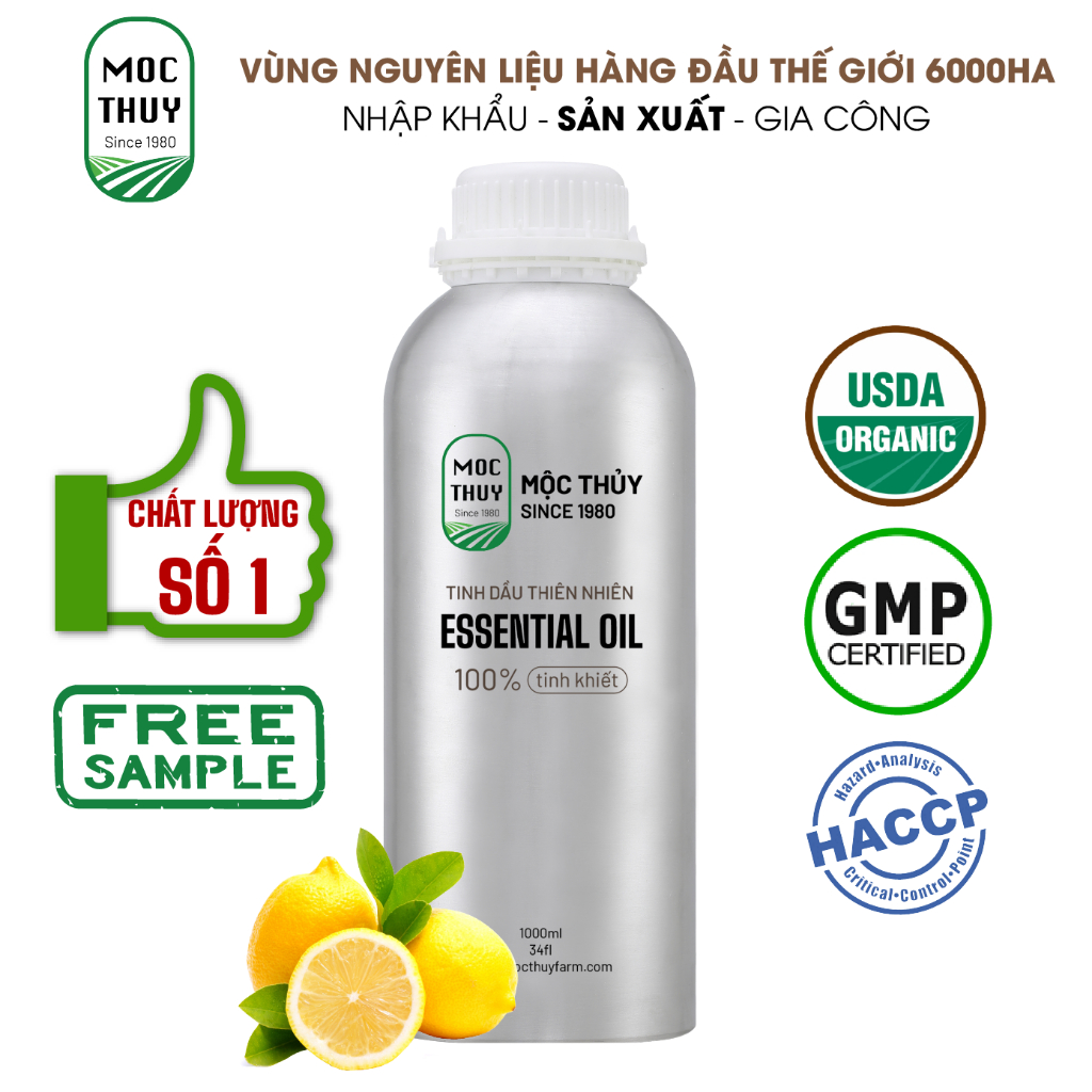 Tinh dầu thiên nhiên nguyên chất Chanh Vàng Tây Ban Nha dung tích 500ml/1000ml-Lemon Essential Oil-đạt chuẩn chất lượng
