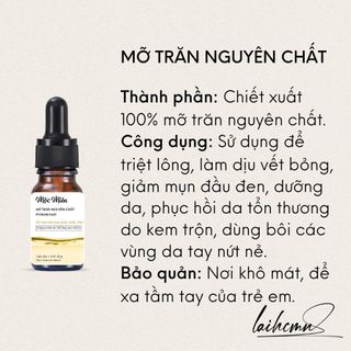MỠ TRĂN NGUYÊN CHẤT GIÚP TRIỆT LÔNG