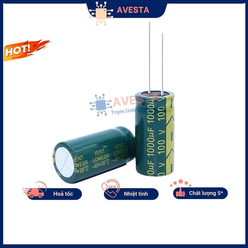 Tụ hóa 100V 1000uF 18x35mm tần số cao Avesta