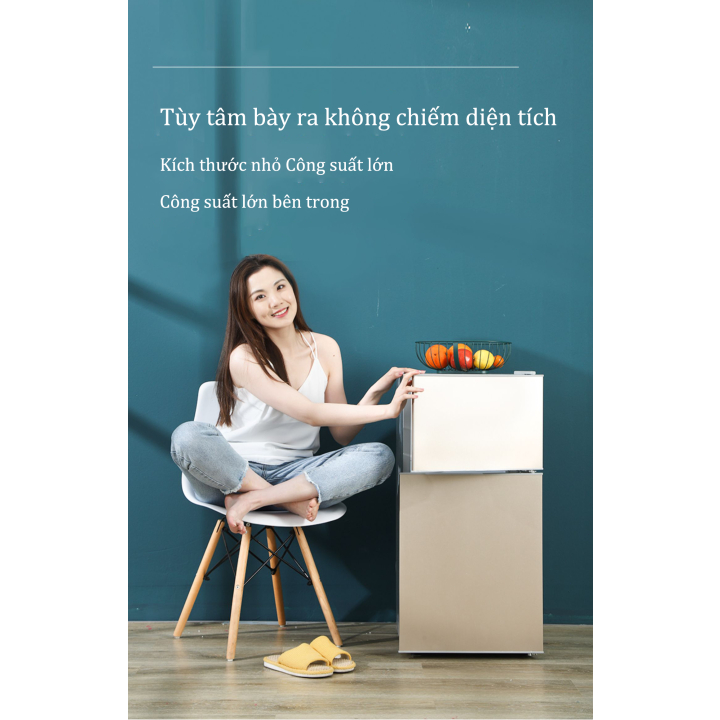 JIETAO tủ lạnh mini,tủ lạnh giá rẻ Tủ lạnh hai cửa Tủ lạnh gia đình Cửa đôi nhỏ Tiết kiệm năng lượng 50L