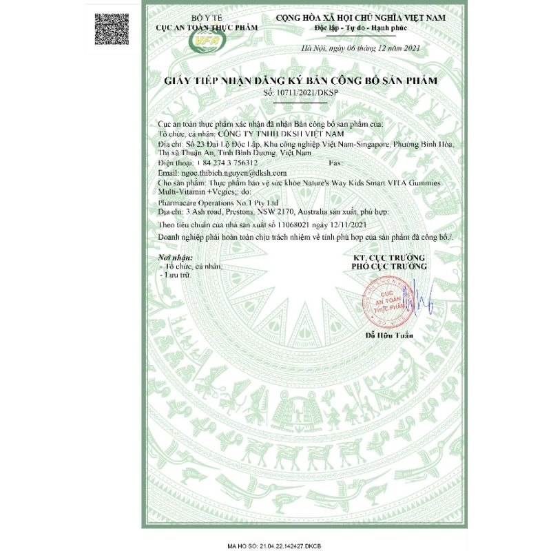 Kẹo Vitamin Nature's Way Kids Smart VITA Gummies Calcium + Vitamin D  60 viên - Úc