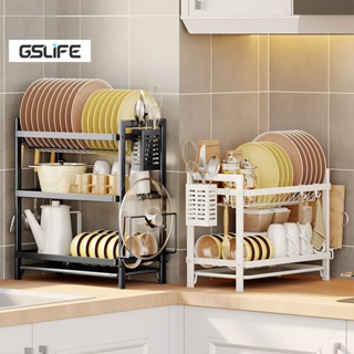 Gslife Kệ Úp Chén Bát 2 Tầng Kèm Khay Hứng Nước Đa Năng Cao Cấp Kệ Để Bát Đĩa Với Bộ Phụ Kiện Đầy Đủ