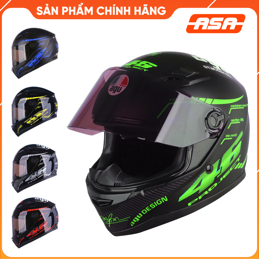 NÓN BẢO HIỂM AGU TEM PHẢN QUANG - RÙA - CÁ TẶNG TÚI ĐỰNG NÓN - ASA HELMETS