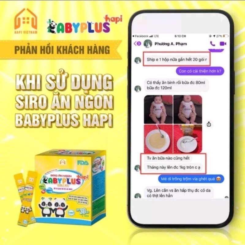 Siro Ăn Ngon Baby Plus, Giúp Bé Ăn Ngon, Tăng Khả Năng Hấp Thu, Bé Hết Biếng Ăn, Tăng Cân, Hết Táo Bón