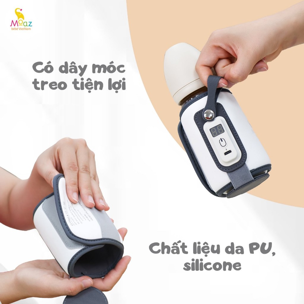 Túi ủ bình sữa cho bé Moaz BeBe MB067, máy hâm sữa cầm tay thông minh tiện lợi - Monnie Kids