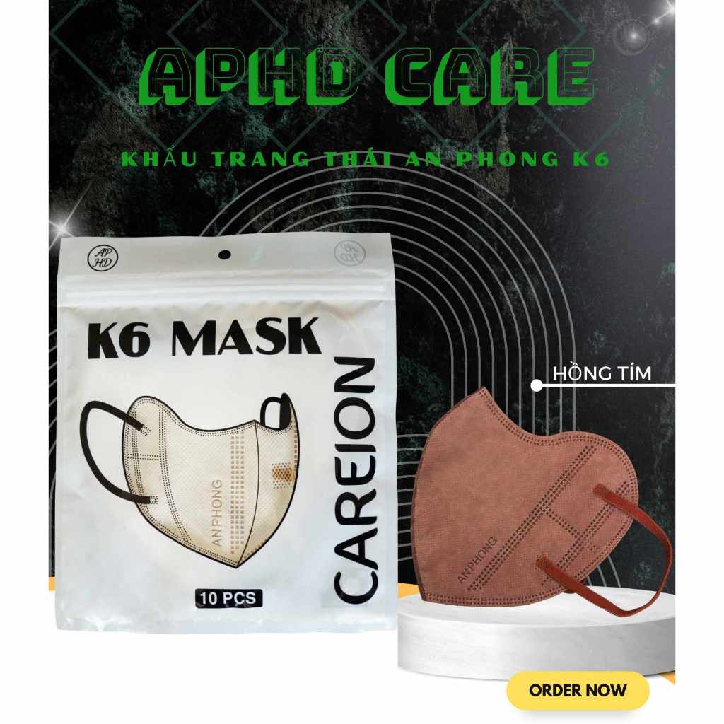 Khẩu Trang Thái Lan K6 Careion Kháng Khuẩn, Quai êm, Nhiều màu