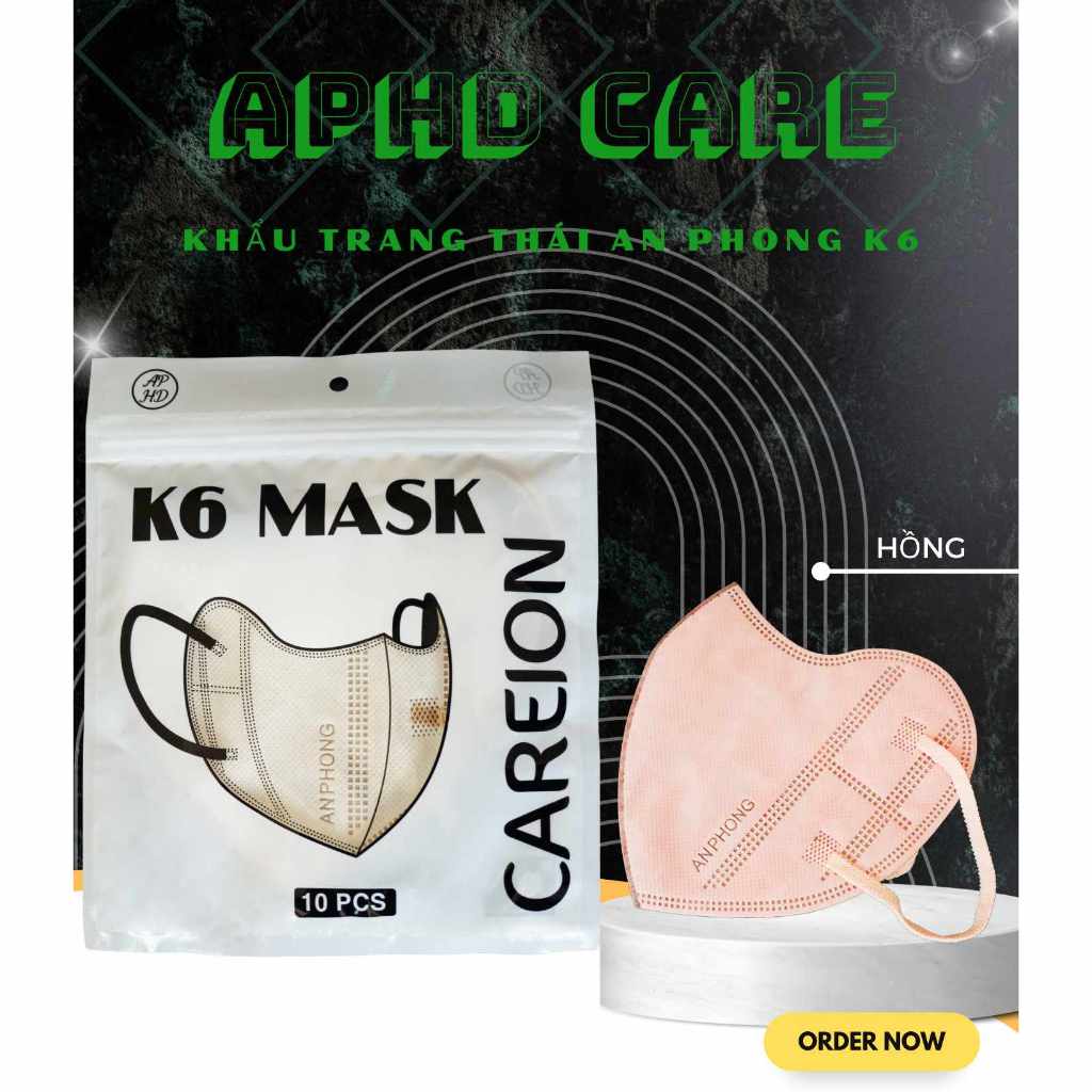 Khẩu Trang Thái Lan K6 Careion Kháng Khuẩn, Quai êm, Nhiều màu
