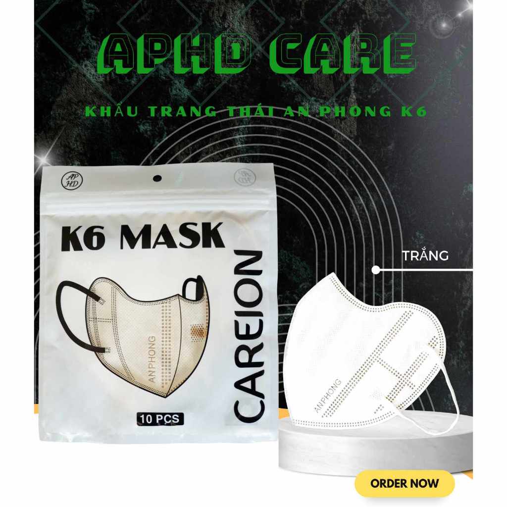 Khẩu Trang Thái Lan K6 Careion Kháng Khuẩn, Quai êm, Nhiều màu