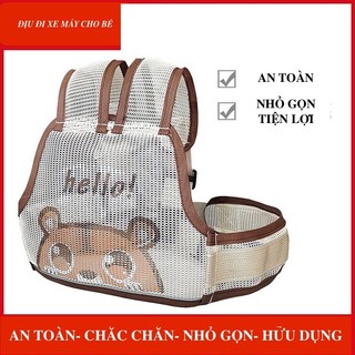 Đai đi xe máy cho bé dạng lưới phản quang thoáng mát có chứ hello đáng yêu h03h