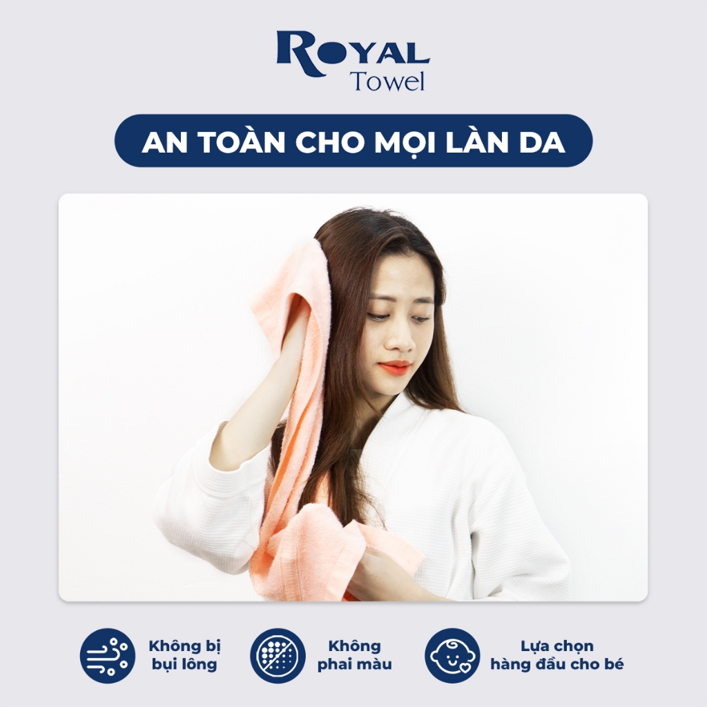 Khăn Tắm Khăn Gội Đầu Khăn Lau Mặt Sợi Tre ROYAL TOWEL Cao Cấp Xuất Nhật, Thấm Hút Không Ra Màu
