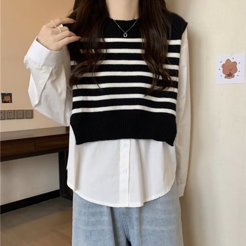 HA204 Áo Sơ Mi Pha Len Kẻ BOCONGANH