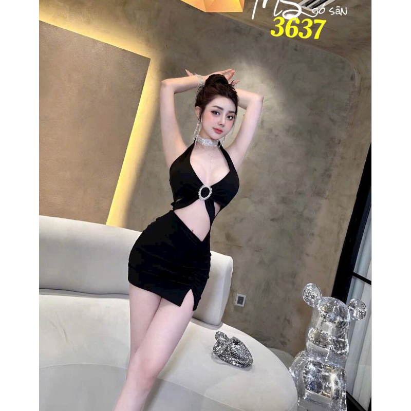 ĐẦM BODY DÂY CHOÀNG CỔ KHOÉT BỤNG SIU CUTE