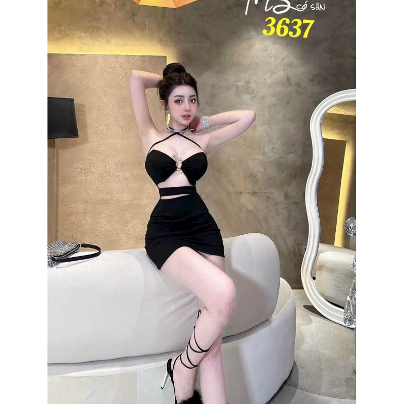 ĐẦM BODY CÚP NGỰC DÂY ĐAN CHÉO CỔ