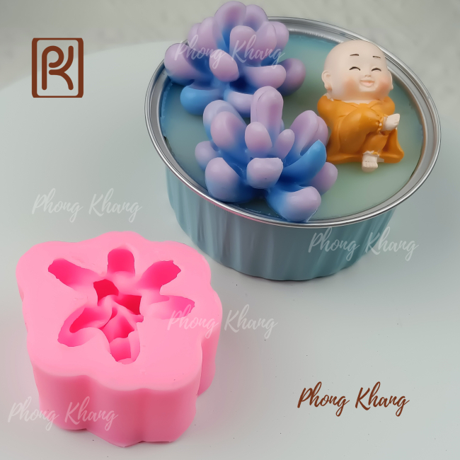 Khuôn silicon 4d Phong Khang làm rau câu hình sen đá