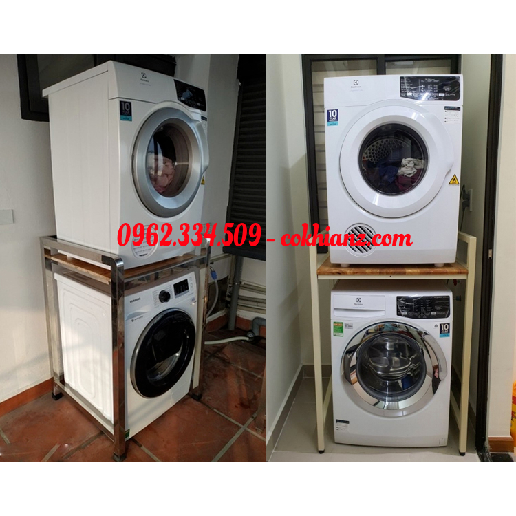 Kệ máy giặt máy sấy 2 tầng chịu tải đến 300KG , hộp vuông 4x4cm