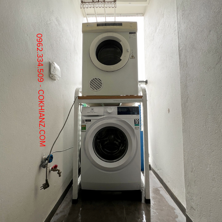 Kệ máy giặt máy sấy 2 tầng chịu tải đến 300KG , hộp vuông 4x4cm