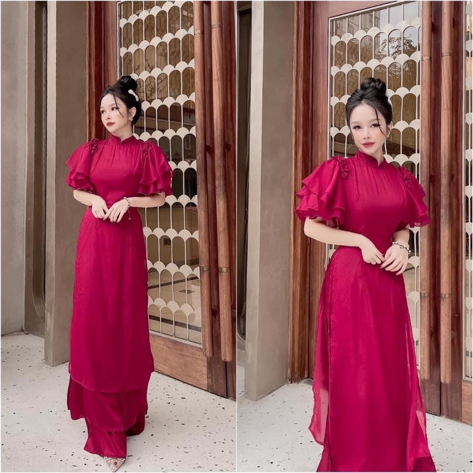 ÁO DÀI CÁCH TÂN-Áo Dài 4 Tà Cánh Tiên Voan tơ Cao Cấp Sang Trọng