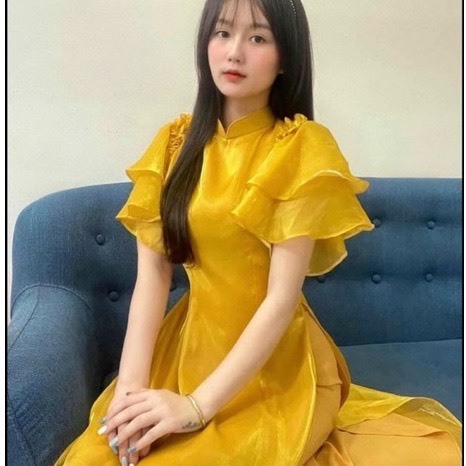 ÁO DÀI CÁCH TÂN-Áo Dài 4 Tà Cánh Tiên Voan tơ Cao Cấp Sang Trọng