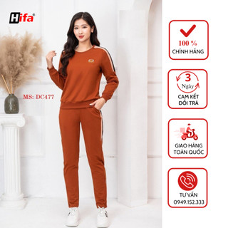 Đồ Bộ Nữ Thu Đông , Bộ Thu Đông Chất Da Cá Cao Cấp Mềm Mịn Quần Dài Áo Dài Bo Gấu Kiểu Dáng Thể Thao HIFA: DC477