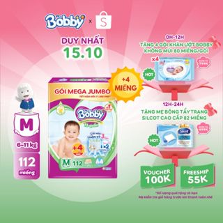 TẶNG THÊM 4 MIẾNG Tã bỉm quần Bobby 3mm Mega Jumbo Gạo non Giảm nhiệt M112