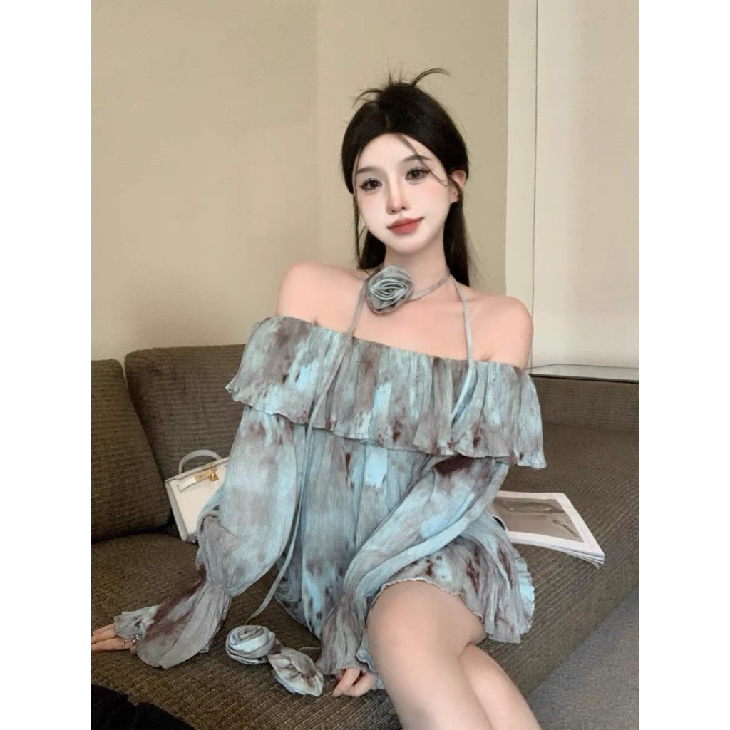 Áo sơ mi cách điệu Ruby có dây hoa, Áo sơ mi kiểu dài tay phong cách retro