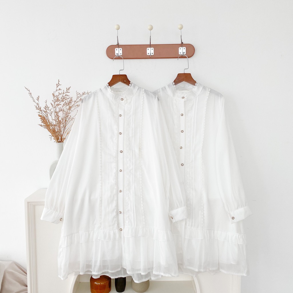 Váy ulzzang tiểu thư tay dài vintage