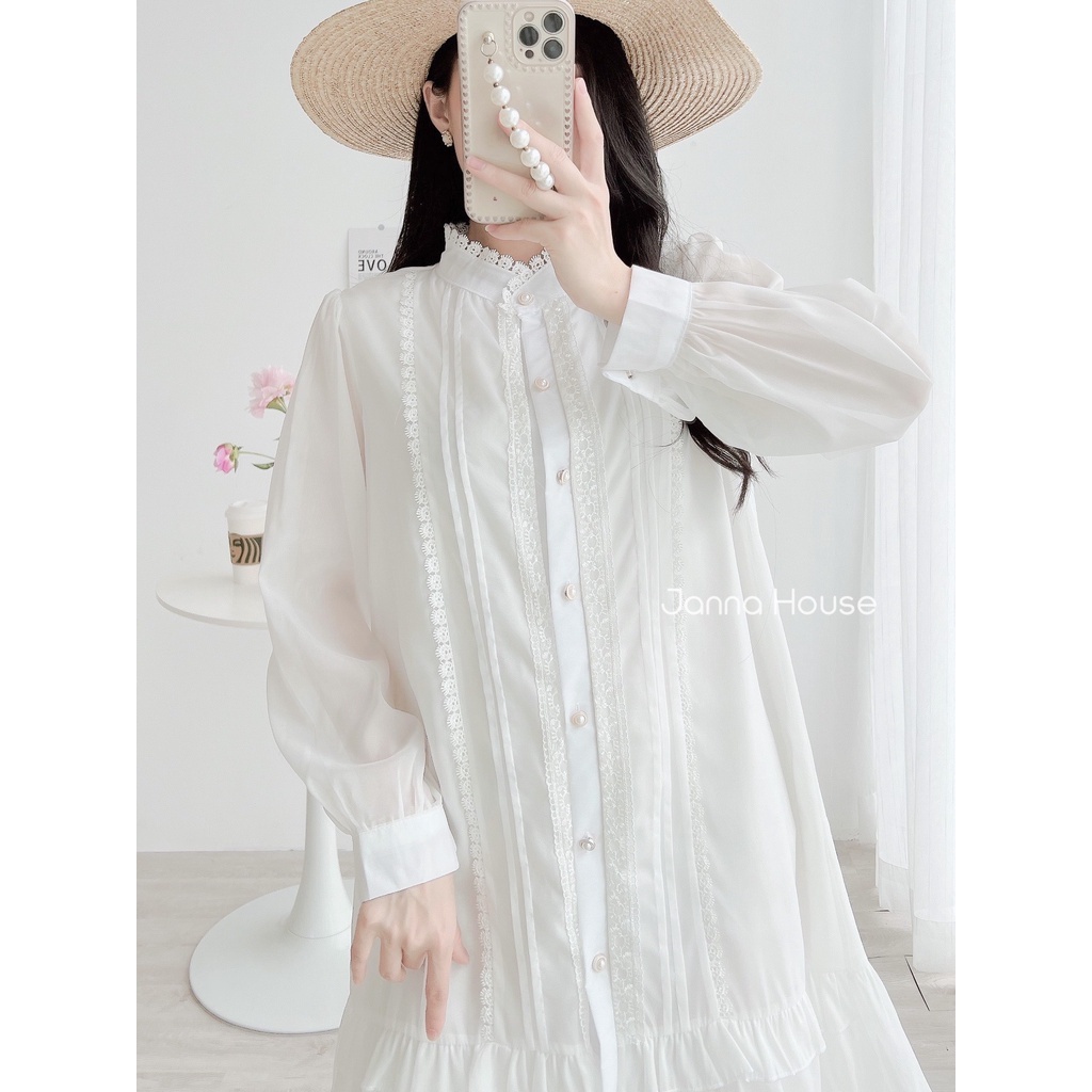 Váy ulzzang tiểu thư tay dài vintage