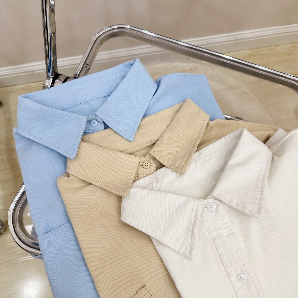 Áo sơ mi trơn basic đơn giản thích hợp đi học đi làm Hebe Miều Est.2013