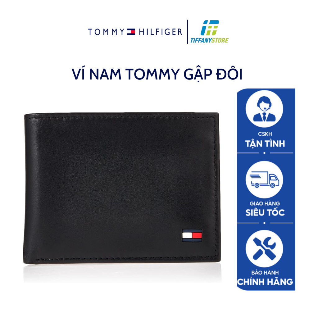 Ví nam Tommy Hilfiger Men's Leather Billfold Wallet, Ví da gập đôi màu đen - 31TL22X046 - Hàng chính hãng - Nhập tại Mỹ