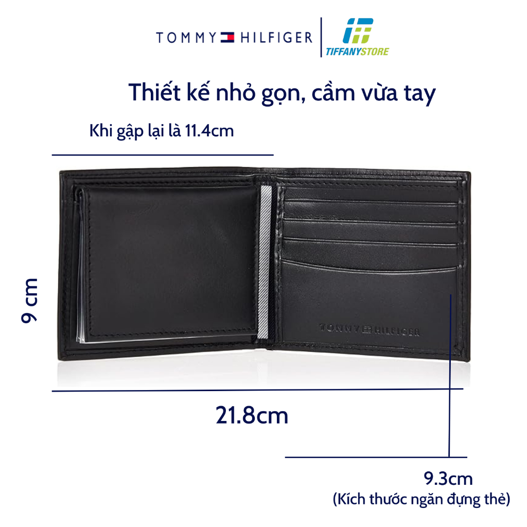 Ví nam Tommy Hilfiger Men's Leather Billfold Wallet, Ví da gập đôi màu đen - 31TL22X046 - Hàng chính hãng - Nhập tại Mỹ