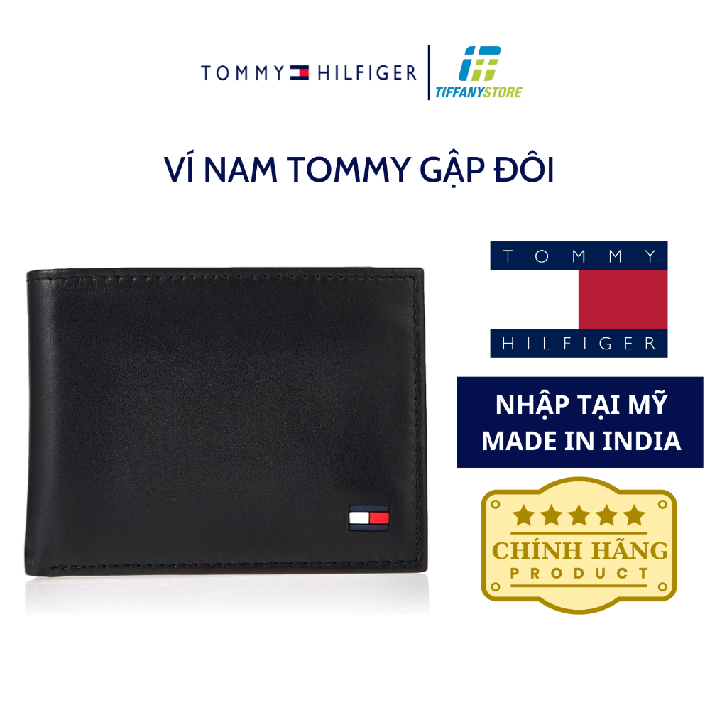 Ví nam Tommy Hilfiger Men's Leather Billfold Wallet, Ví da gập đôi màu đen - 31TL22X046 - Hàng chính hãng - Nhập tại Mỹ