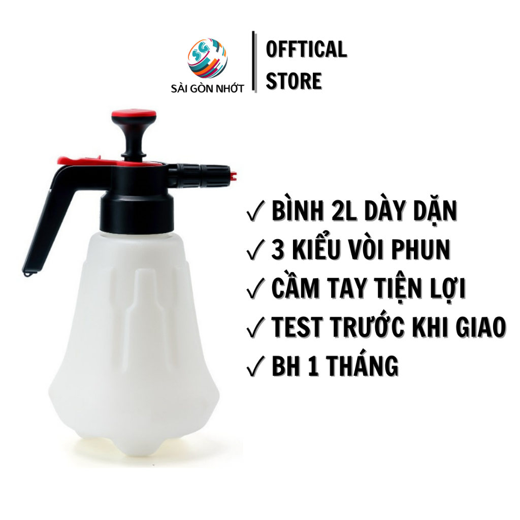 COMBO Bình Xịt Rửa Xe Bọt Tuyết Cầm Tay 2L + XÀ BÔNG RỬA XE BZ, Bộ 5 cọ rửa xe lông heo, Bao tay san hô,Khăn 3M