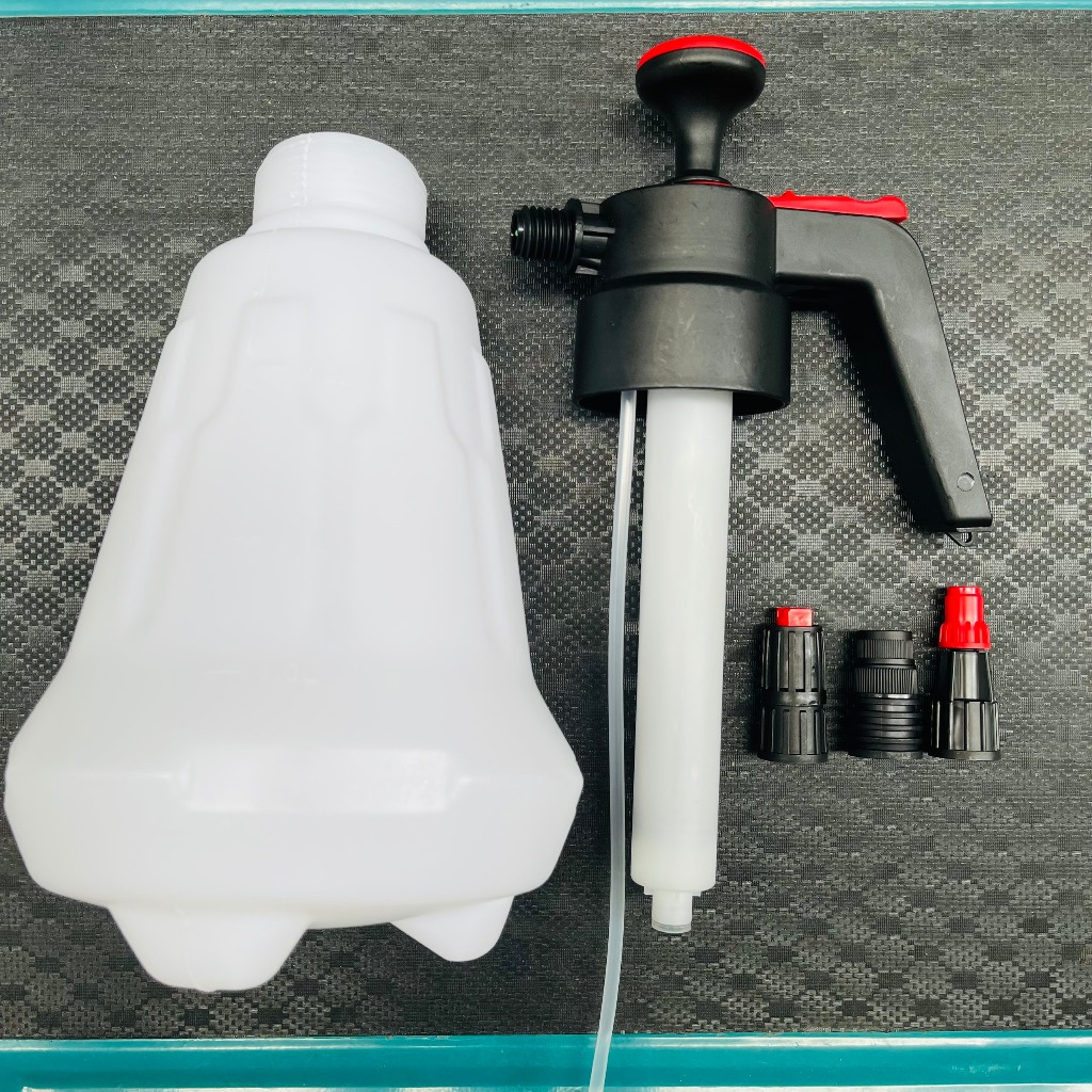 COMBO Bình Xịt Rửa Xe Bọt Tuyết Cầm Tay 2L + XÀ BÔNG RỬA XE BZ, Bộ 5 cọ rửa xe lông heo, Bao tay san hô,Khăn 3M