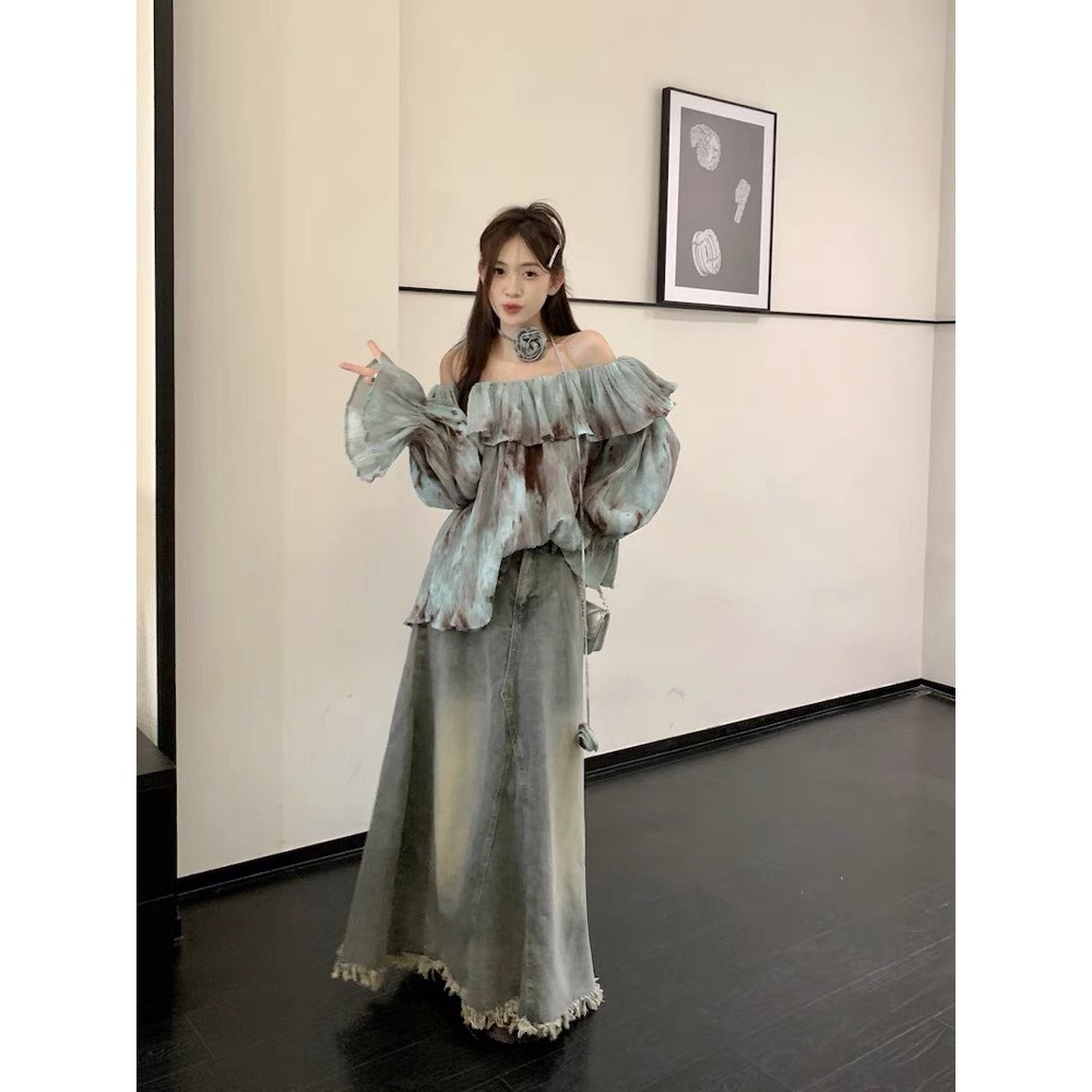 Áo sơ mi cách điệu Ruby có dây hoa, Áo sơ mi kiểu dài tay phong cách retro