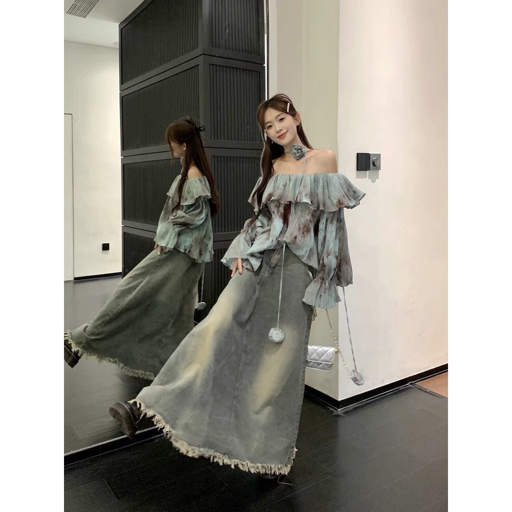 Áo sơ mi cách điệu Ruby có dây hoa, Áo sơ mi kiểu dài tay phong cách retro