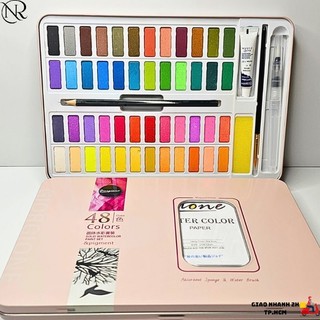 Bộ màu nước Giorgione cao cấp 48 màu ( Kèm bút nước, bút lông, bút chì, miếng mút, giấy ) - Nails Red