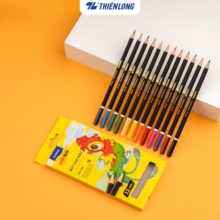 Bút chì màu thân gỗ tự nhiên cao cấp Thiên Long CPC-C06- 12 màu, không độc hại- An toàn cho bé vẽ tranh, tô màu