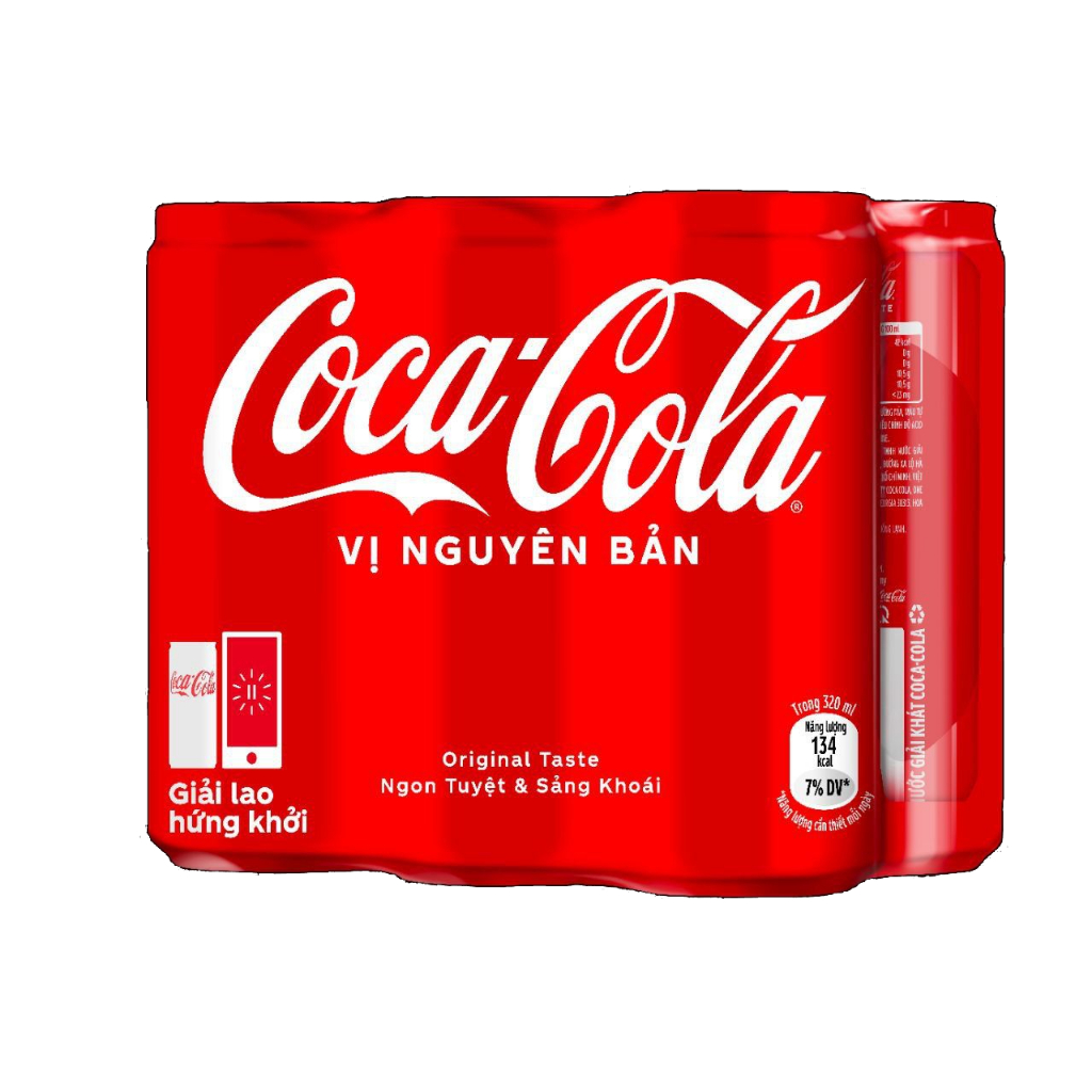 [Grocery Gift DATE 12/2023] Lốc 6 Lon Nước Giải Khát Coca-Cola vị Nguyên Bản Original Lon 320ml