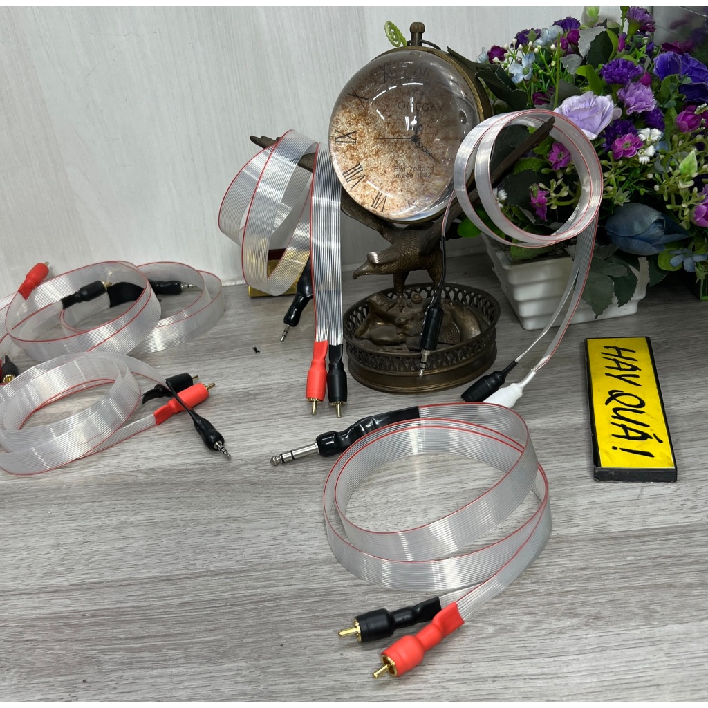 Dây tín hiệu teflon chuyển jack 3.5mm - 6.3mm sang 2 đầu RCA đực - 1m