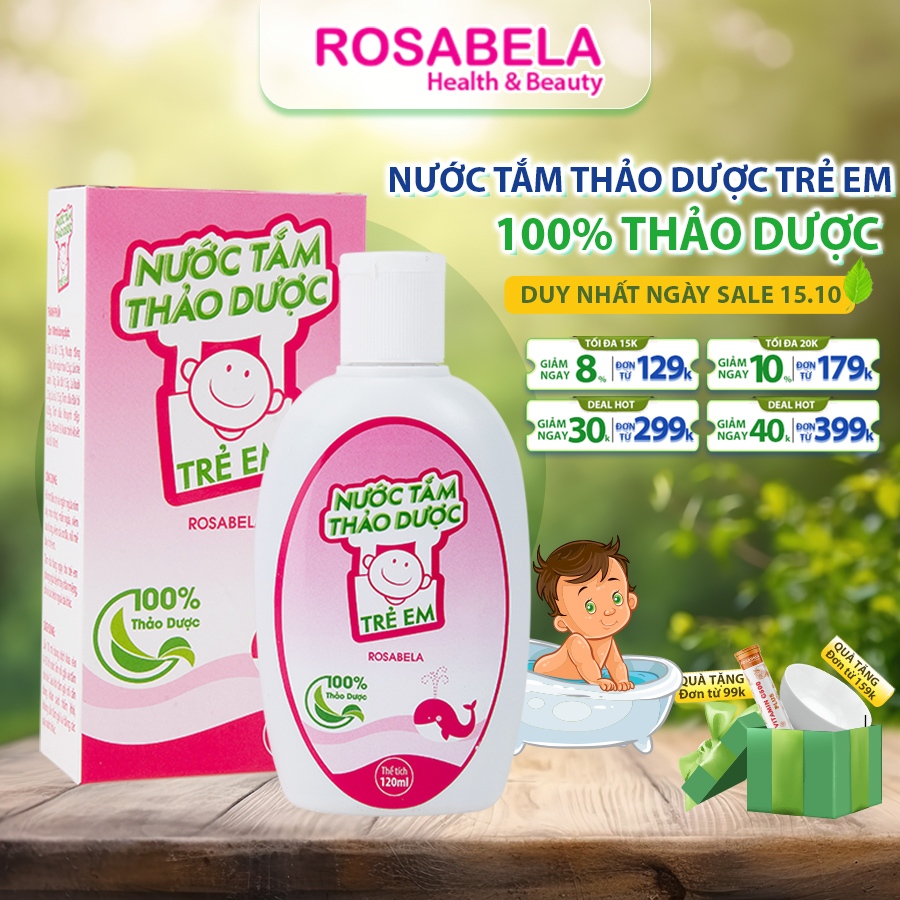 Nước tắm thảo dược cho bé Rosabela ngừa rôm sảy, hăm da, mẩn ngứa dung