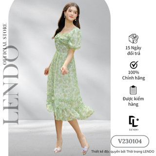 Đầm hoa nhí xanh lá cây LENDO V230104