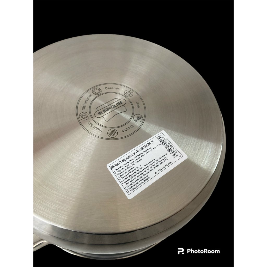 Nồi inox 3 đáy vung kính Sunhouse SHG301-24 24cm dung tích 5L max dùng trên mọi loại bếp