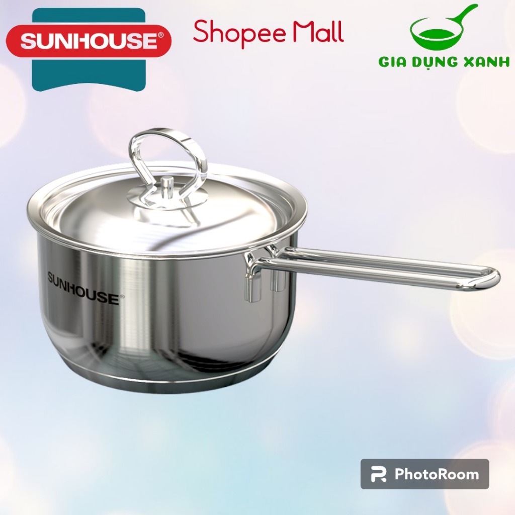 Nồi inox 5 đáy Sunhouse vung inox size 16-20-24cm dùng trên mọi loại bếp