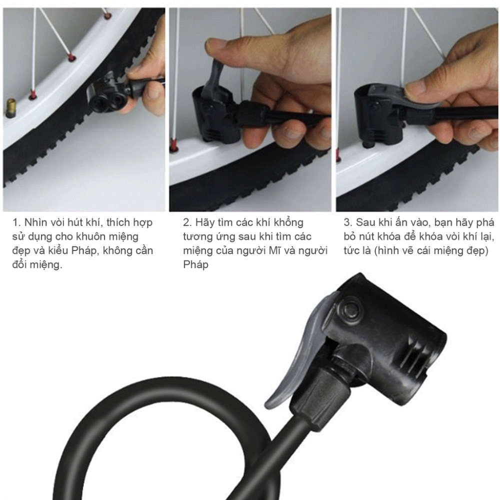 🔥FREESHIP🔥 Bơm xe máy xe đạp nhỏ gọn đầu van đa năng