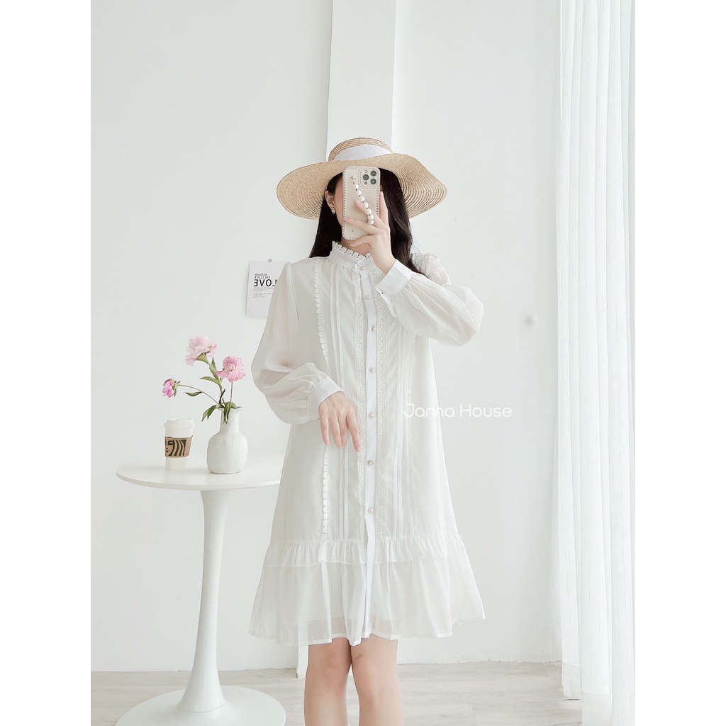 Váy ulzzang tiểu thư tay dài vintage