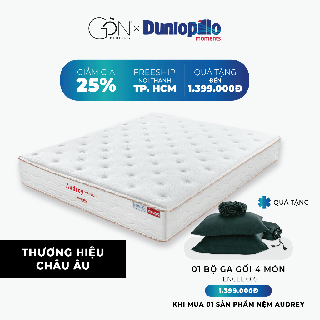 [Hàng chính hãng] Nệm Lò Xo Dunlopillo Audrey độ cao 25 cm 1mx2m | 1m2x2m | 1m4x2m| 1m6x2m | 1m8x2m | 2mx2m | 2m2x2m