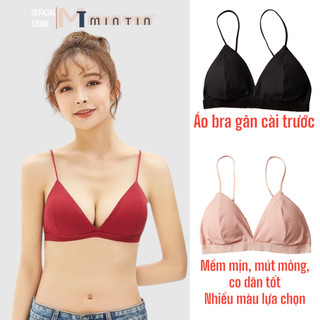 Áo bra gân cài trước nâng ngực nhẹ [Hồng Xù]
