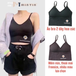 Áo Bra 2 Dây Hoa Cúc Tập Gym,Thể Thao,Yoga - Áo Bra Len Tâm Hoa Cúc Hàng Siêu Hot [Hồng Xù]