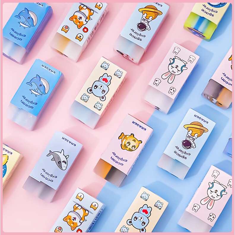 Combo 3 Gôm Tẩy Hình Chữ Nhật Dễ Thương Cho Bé Học Sinh