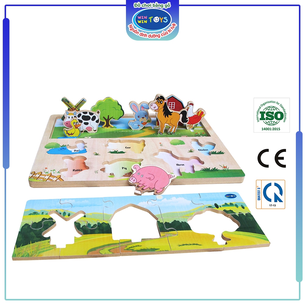 Đồ chơi gỗ Xếp hình nông trại | Winwintoys 68332 | Phát triển sự sáng tạo và khéo léo | Đạt tiêu chuẩn CE và TCVN
